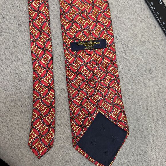 Brooks Brothers Tie Men One Size Red Silk Bridle Equestrian Office Work Career - Picture 6 of 6